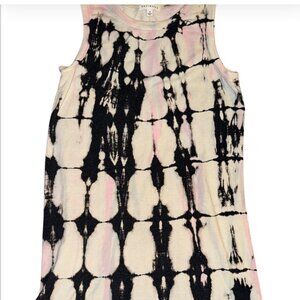 Socialite Sleeveless Tie-Dye Tank Dress S Black Pink Polyester Rayon Blend